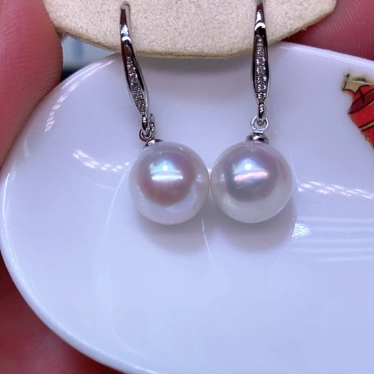 银S925镶嵌淡水珍珠耳饰