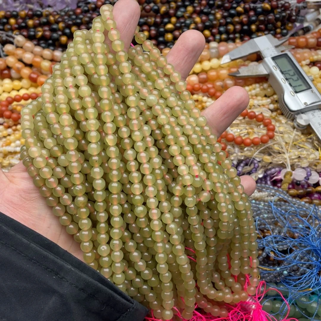 玛瑙/玉髓珠宝半成品未镶嵌两条装6mm天清冻圆珠