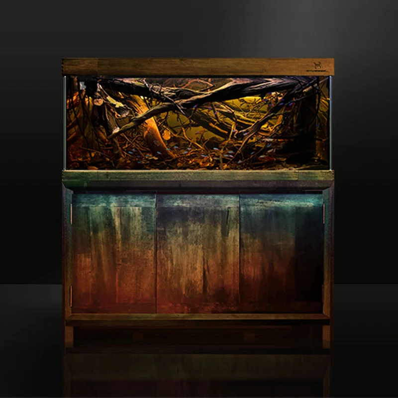 EXVESSEL久鼎鱼缸，深秋印象  手工国漆画奢品鱼缸