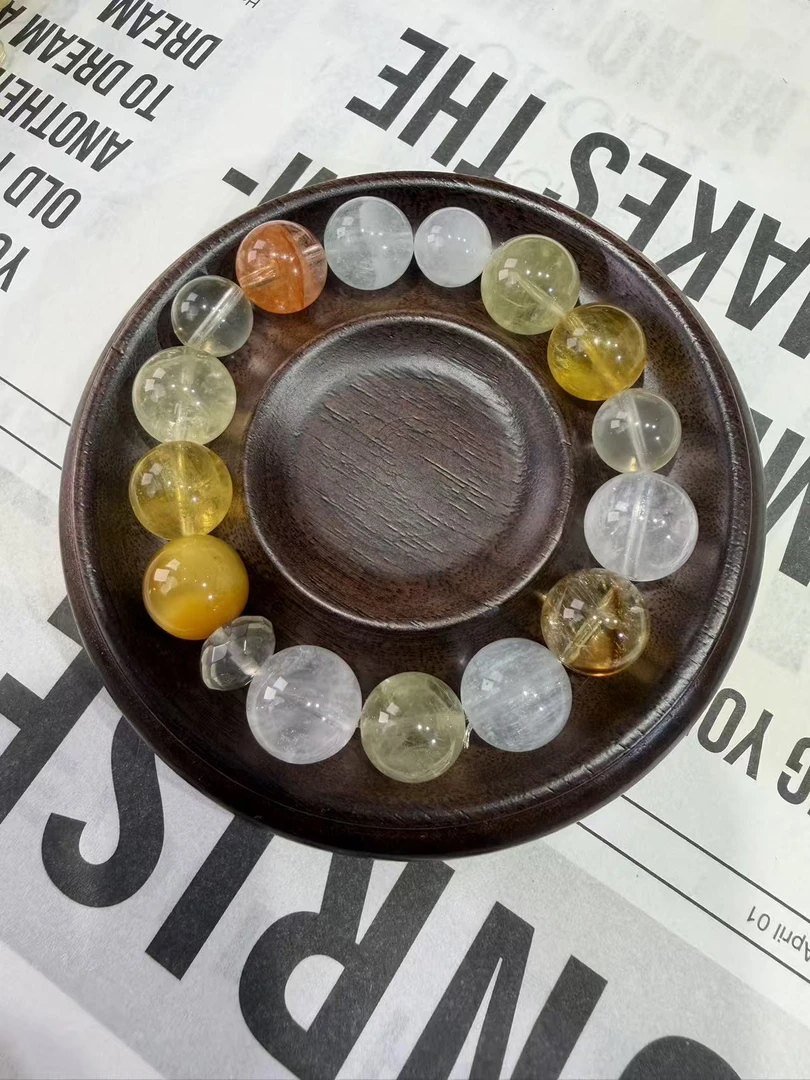 【0193】12咪黄水全家福 多宝天然水晶手串