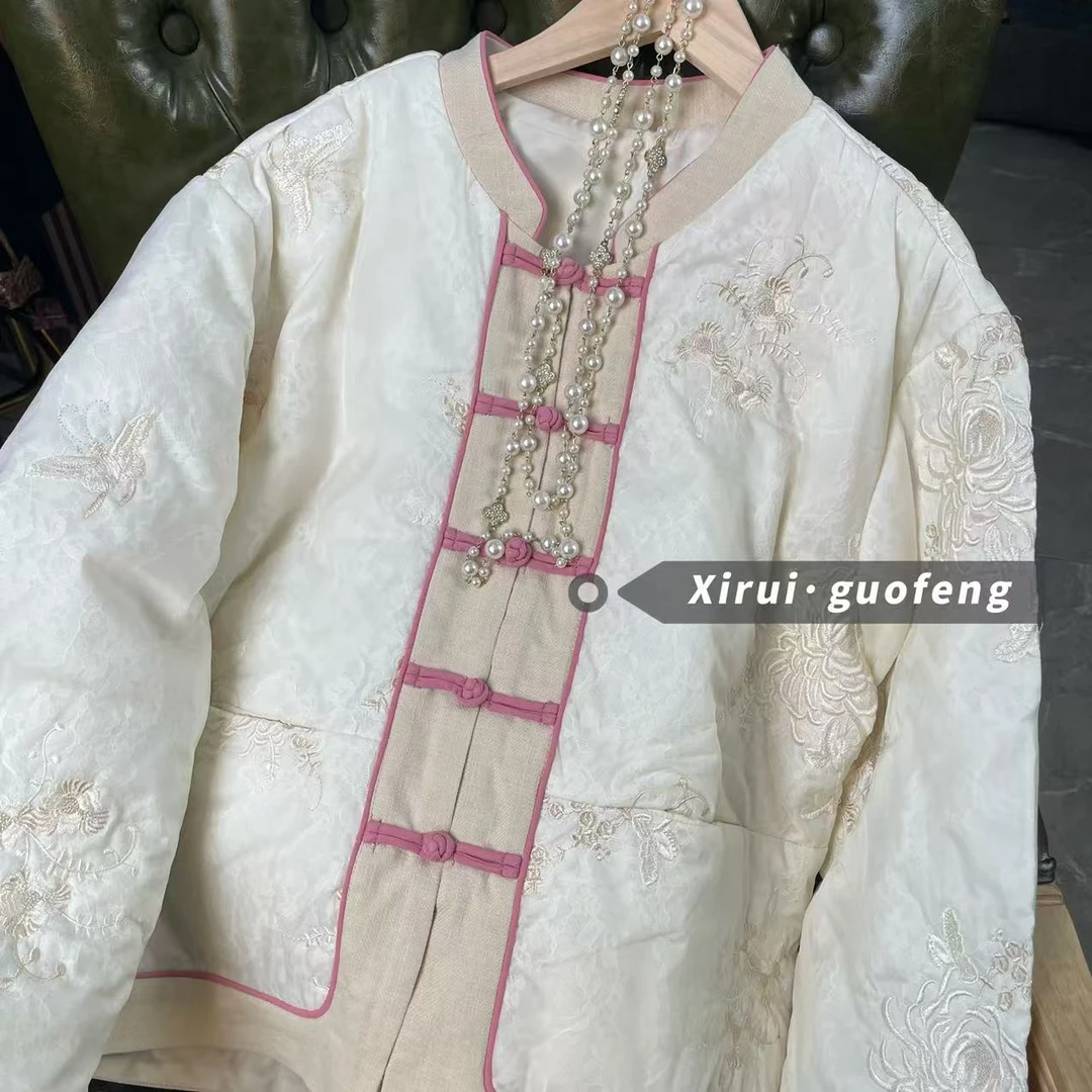 【熹瑞】玉兰·新中式国风冬季加棉蕾丝刺绣盘扣气质棉衣外套