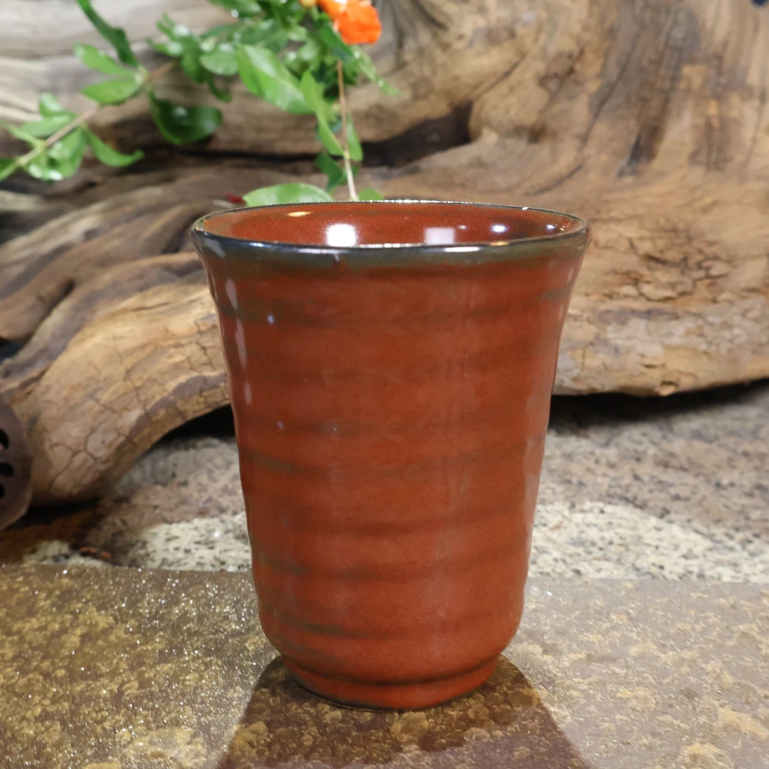 磁州窑国营时期原矿釉纯手工铁红天目釉日式闻香杯