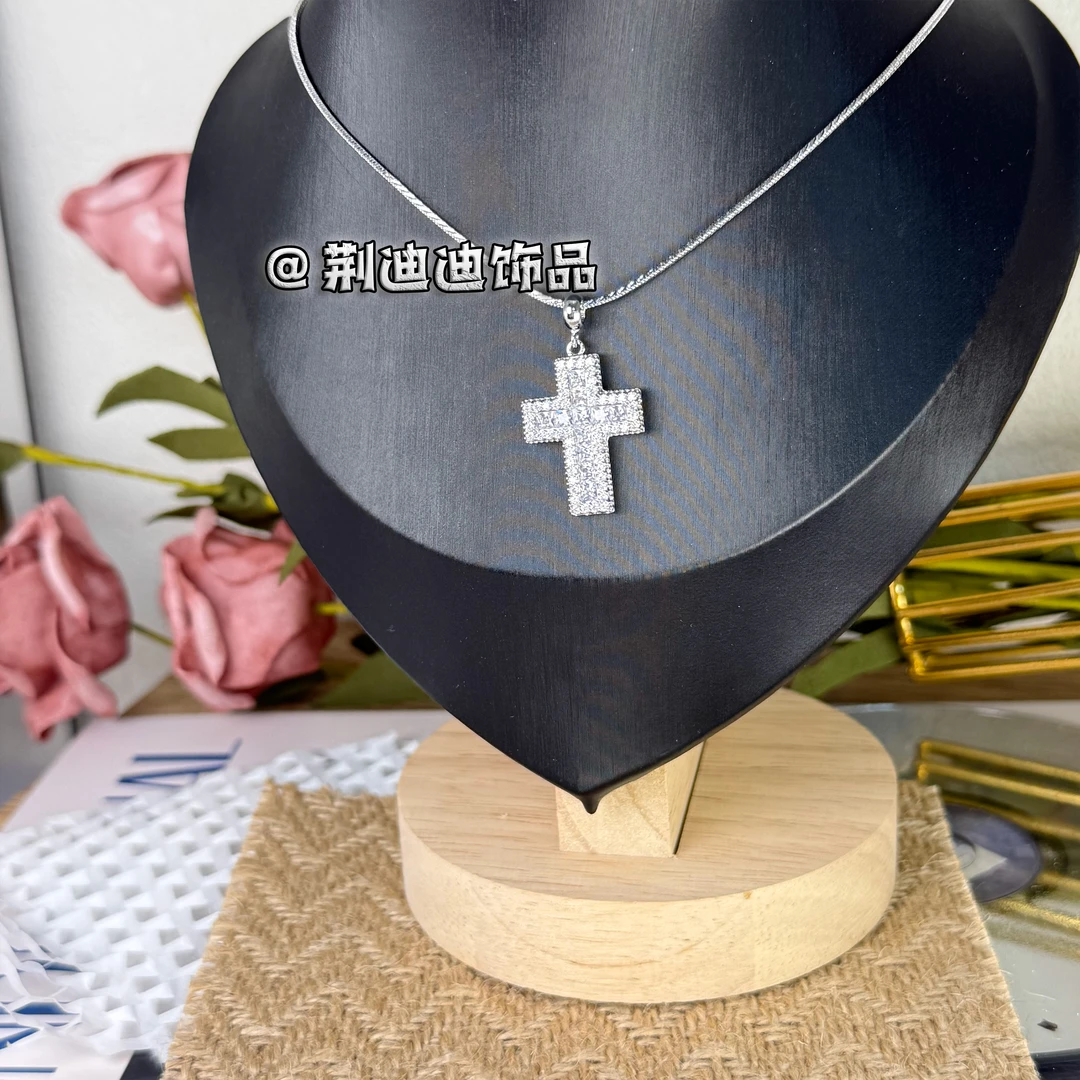 铜合金合成锆石项链 锆石十字架项链XL-1030