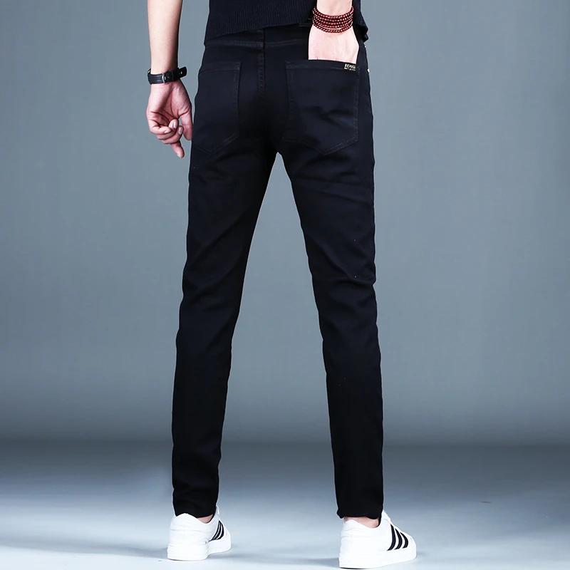2025爆款男士春夏季潮流男装黑色牛仔裤修身小脚裤子百搭休闲韩版