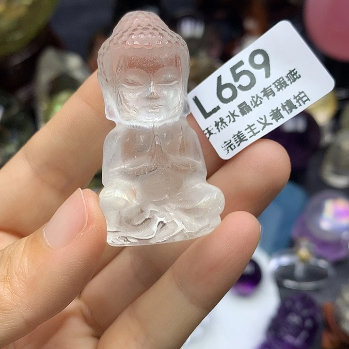 未镶嵌珠宝半成品水晶天然白水晶宝宝佛摆件