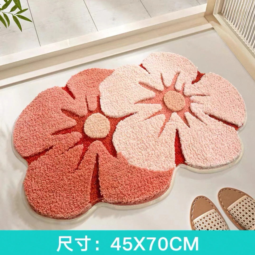 造型植绒吸水耐脏卫生间浴室吸水地垫