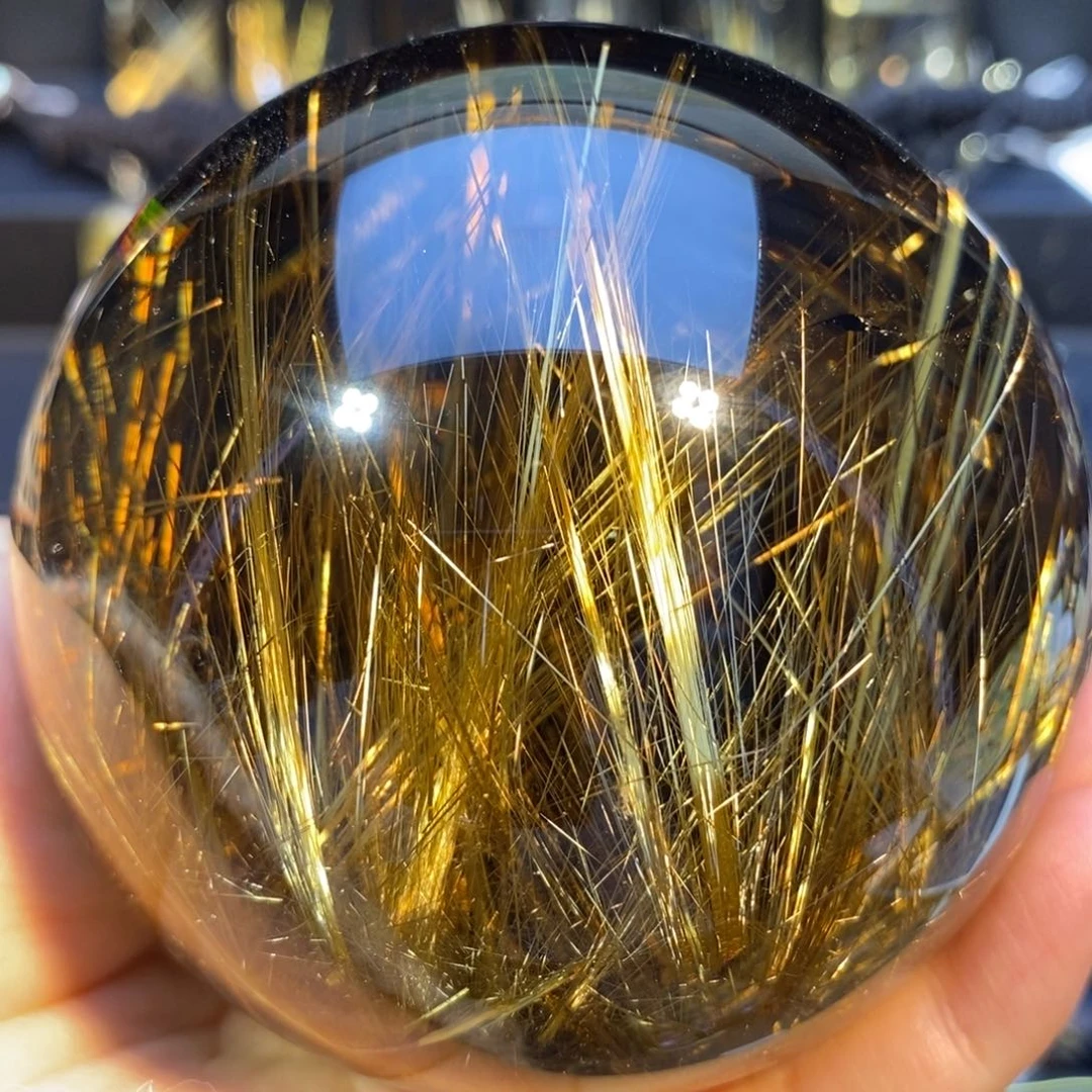 未镶嵌珠宝半成品水晶钛晶球摆件