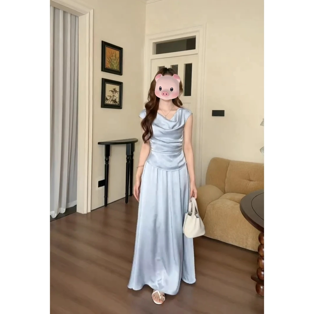 2025夏季新款时尚套装女设计感小众短袖上衣高腰显瘦半身裙两件套