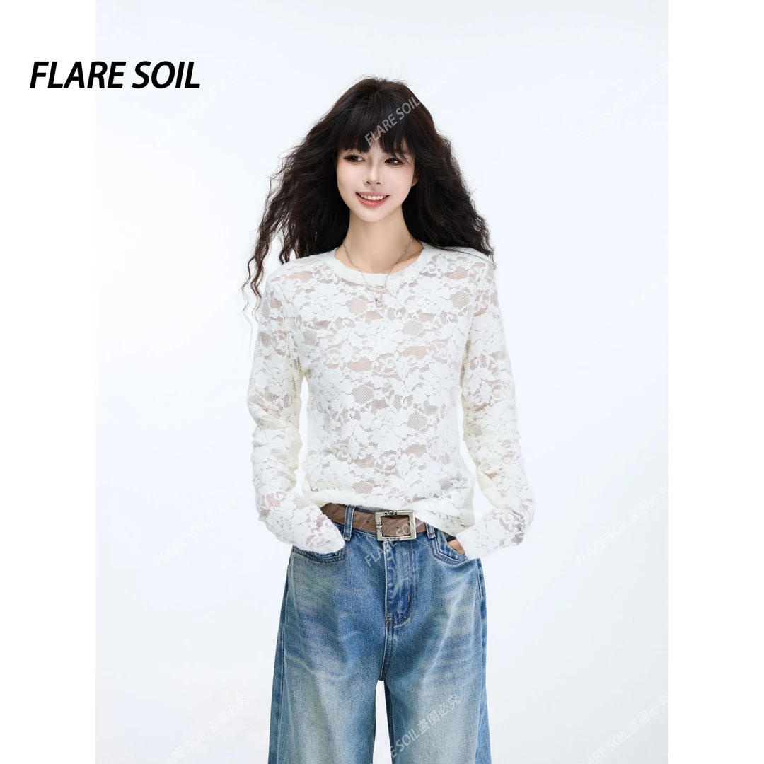 【FLARE SOIL】2026新款蕾丝圆领韩系小众镂空打底 T40308A