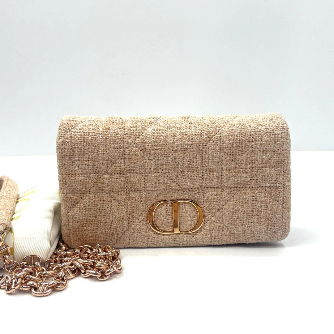 95新 DIOR/迪奥  Caro 亚麻面料单肩斜挎包