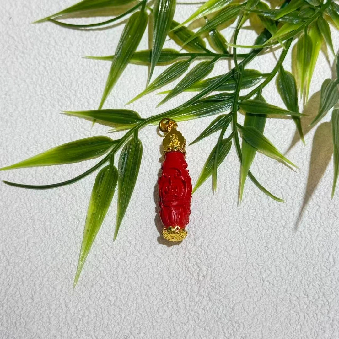 天然辰砂【小民】简约雕刻款朱砂观音CT182