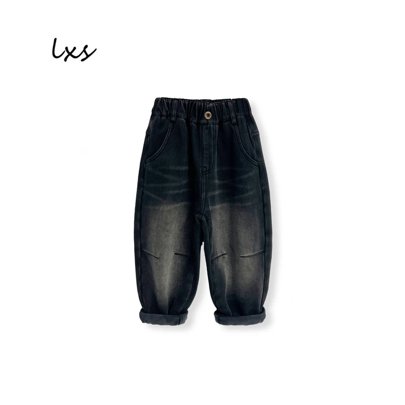 冬季加绒牛仔裤2025儿童韩版宽松宽松百搭洋气潮款牛仔A52232男童