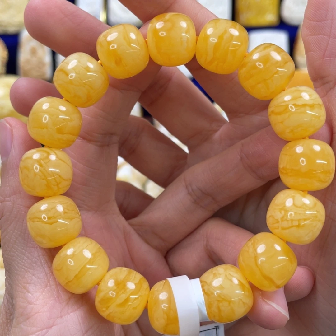 蜜蜡裸石未镶嵌东*哥琥珀蜜蜡手串