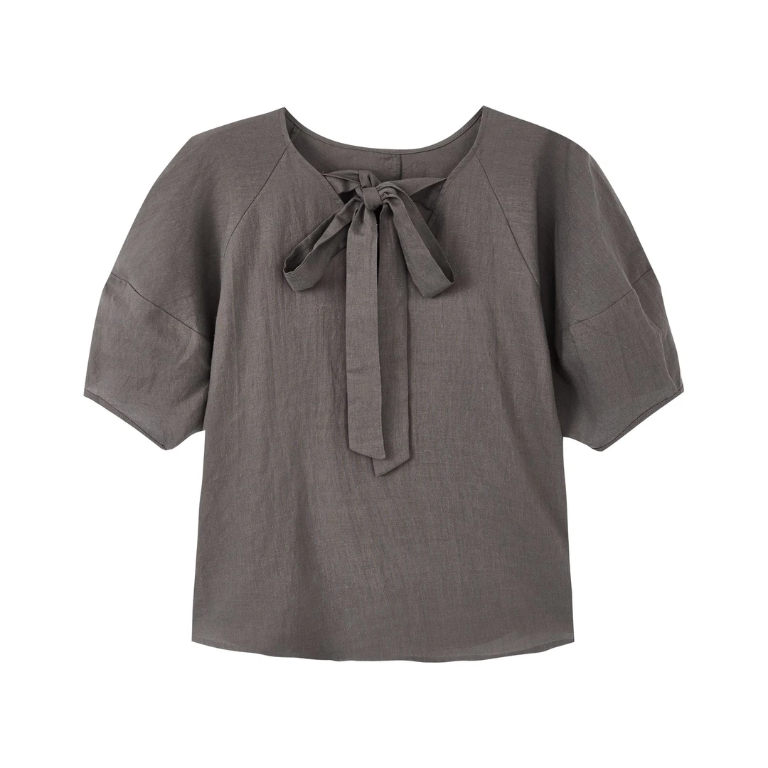 【达人专属】726休闲风纯色T恤蝴蝶袖短袖百搭时尚设计感1K212630X