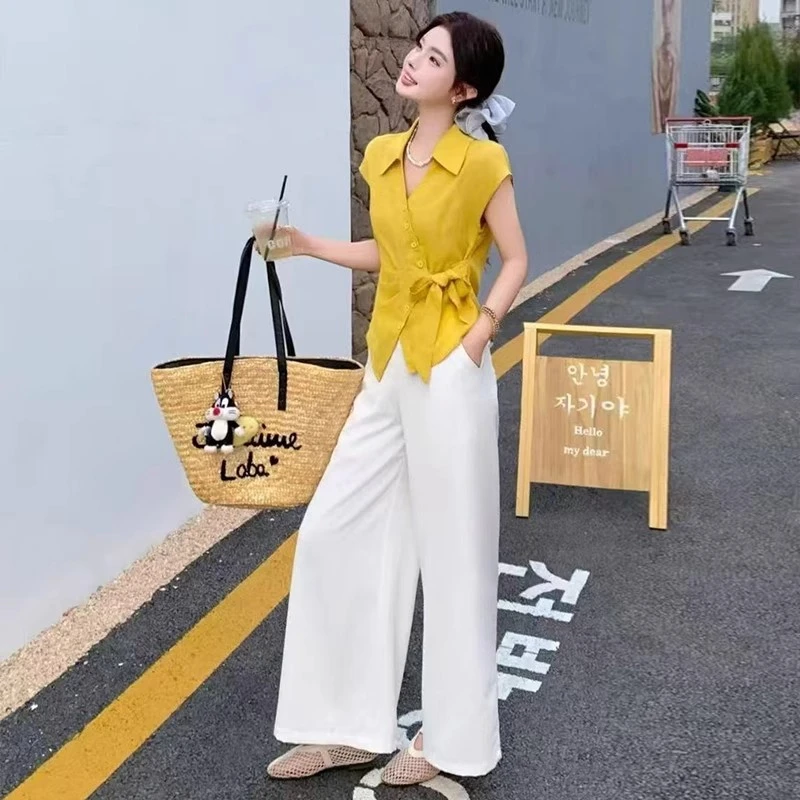 时尚黄色衬衫女2025夏季新款洋气减龄显瘦设计感百搭休闲短袖上衣