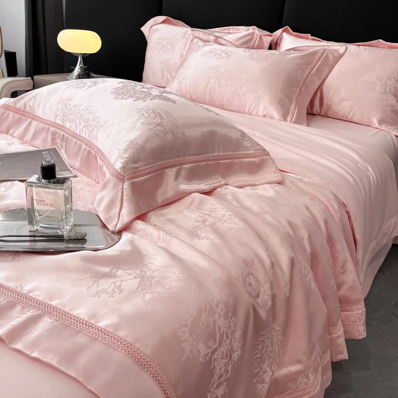 冰丝夏凉被四件套水洗冰丝提花空调被可机洗薄被子单双人