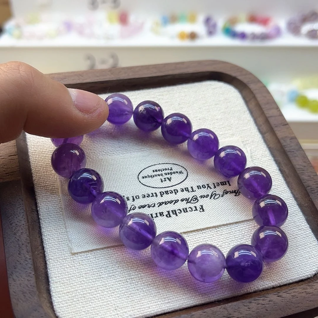 水晶手链未镶嵌紫水晶手串12m