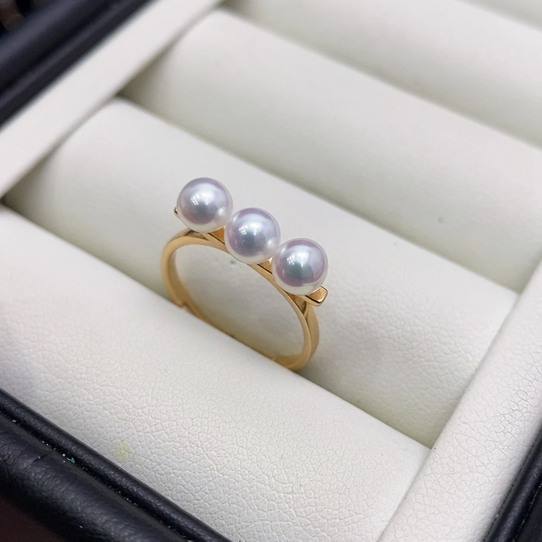 淡水珍珠戒指银S925镶嵌鱼****起平衡木合并一号