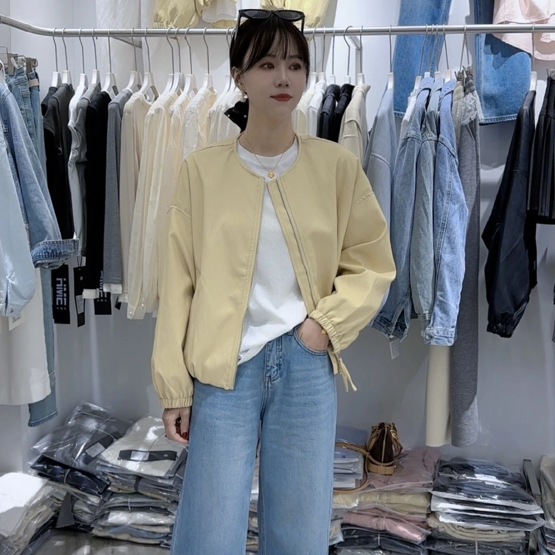 2502短款拉链皮衣女宽松春季短外套小个子宽松型女装简约百搭ins