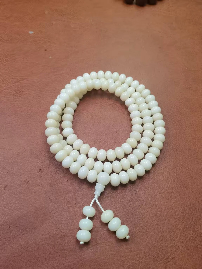 B405白玉菩提算盘珠108卡1.2多圈手串