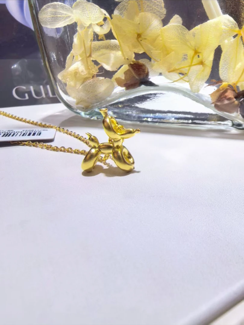 5G足金999 小狗套链时尚颈饰项链生日送女友礼物坠链古丽兰