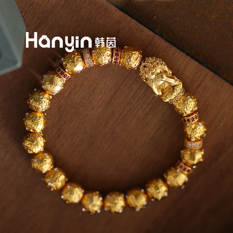 铜合金合成锆石手链 非礼勿视可爱微镶小佛公弹力绳满天星手链