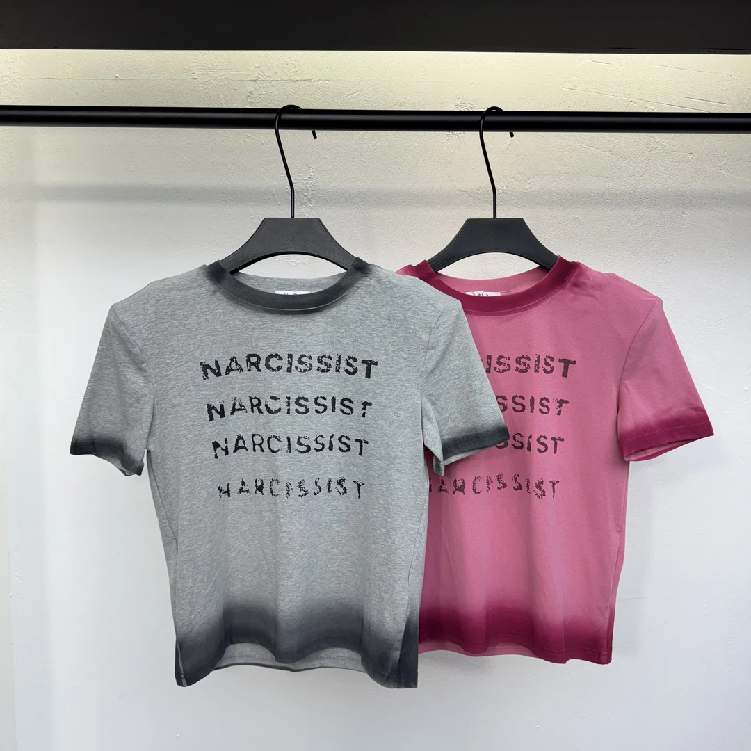 喷绘字母印花垫肩休闲T恤30723