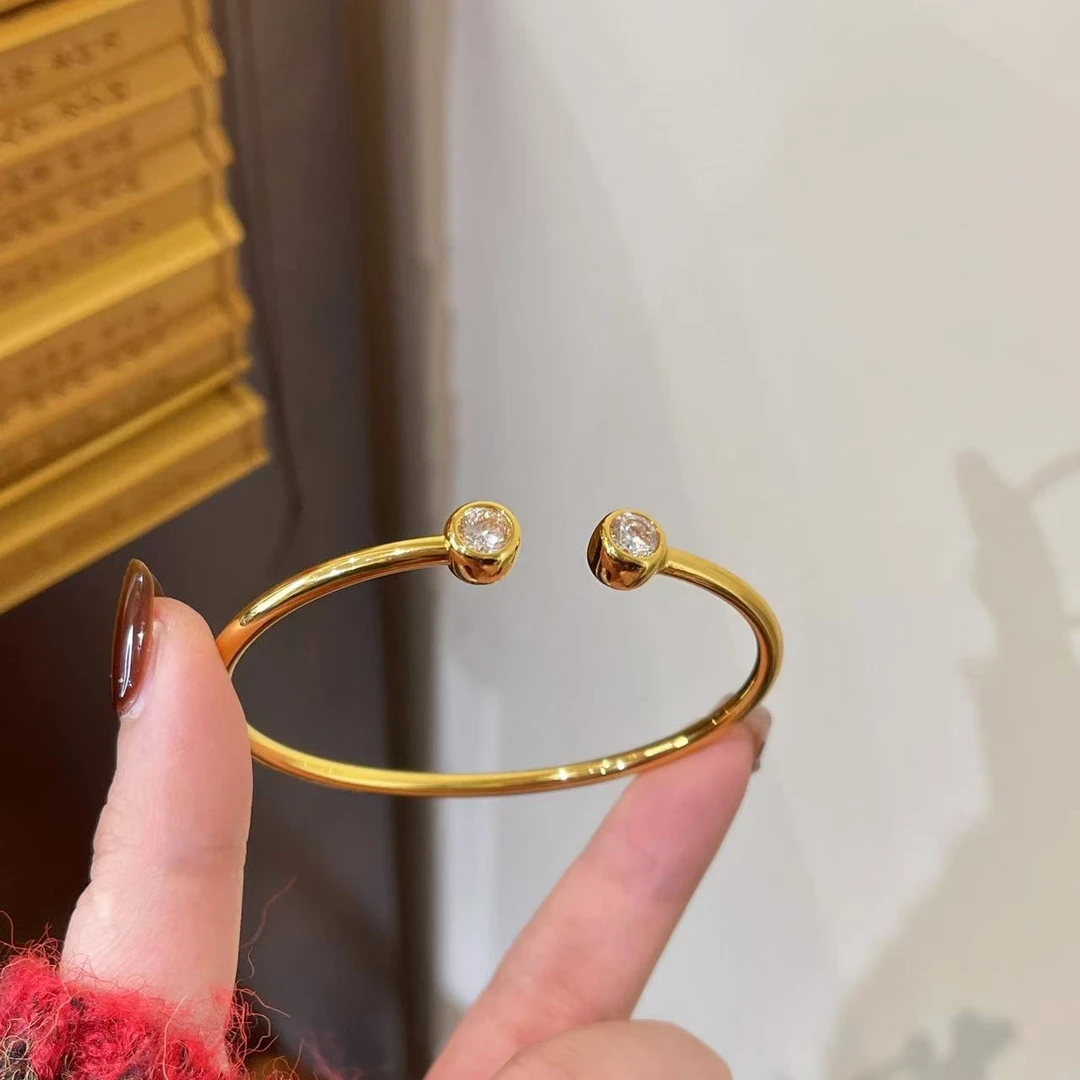 铜合金手链 【高定版】1118超闪双钻开口手镯女轻奢设计感高级感