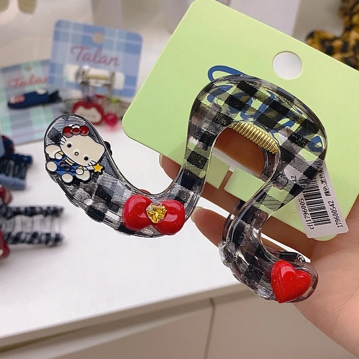 皮质铁合金黑格子几字kitty