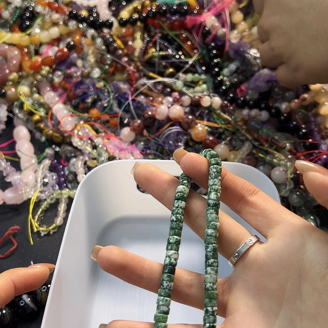 玛瑙/玉髓合金珠宝半成品彩花绿一条