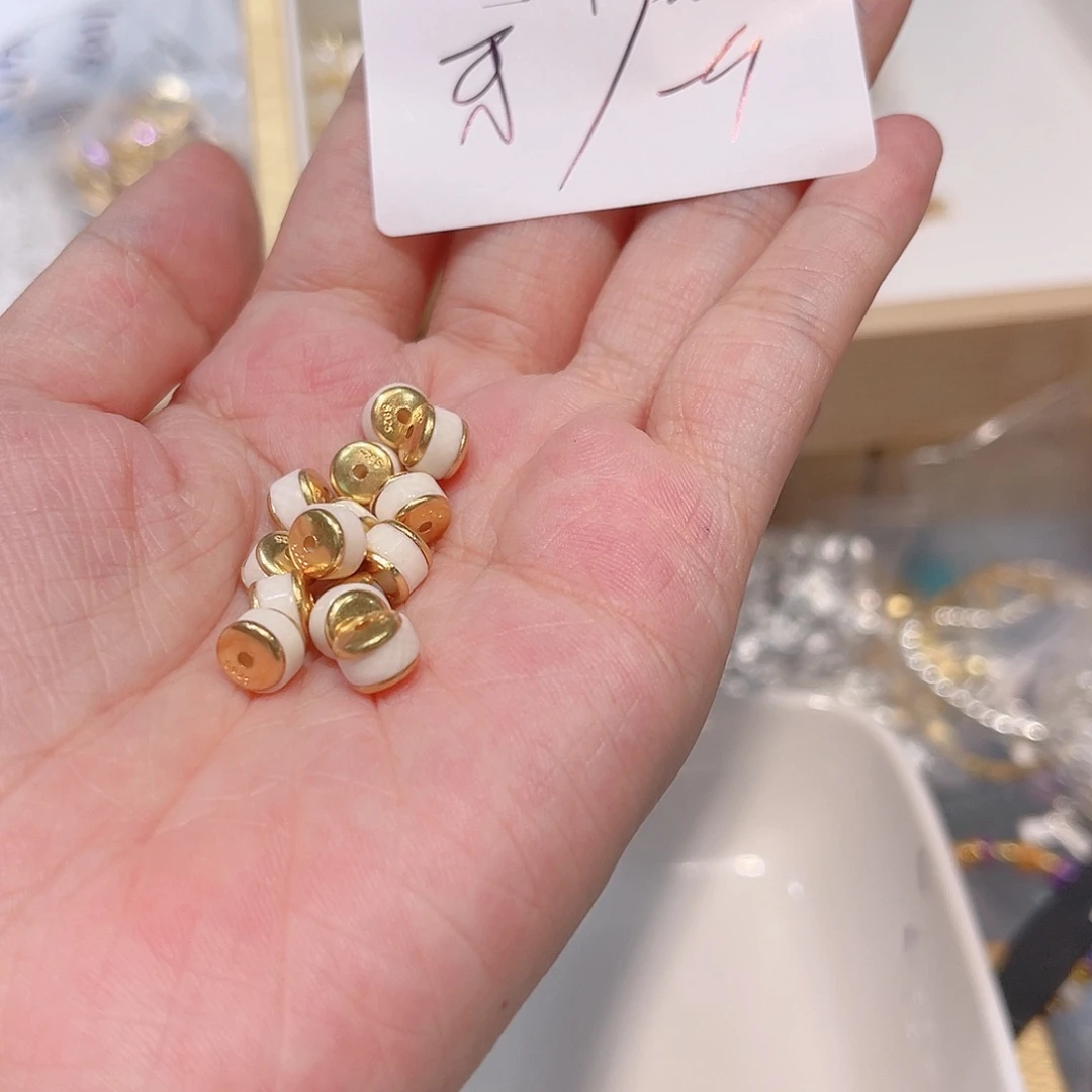 水晶珠宝半成品银S925镀金镶嵌83 。