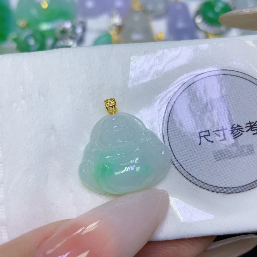 翡翠18K金镶嵌颈饰天然缅甸翡翠a货百元以上9元证书费自理