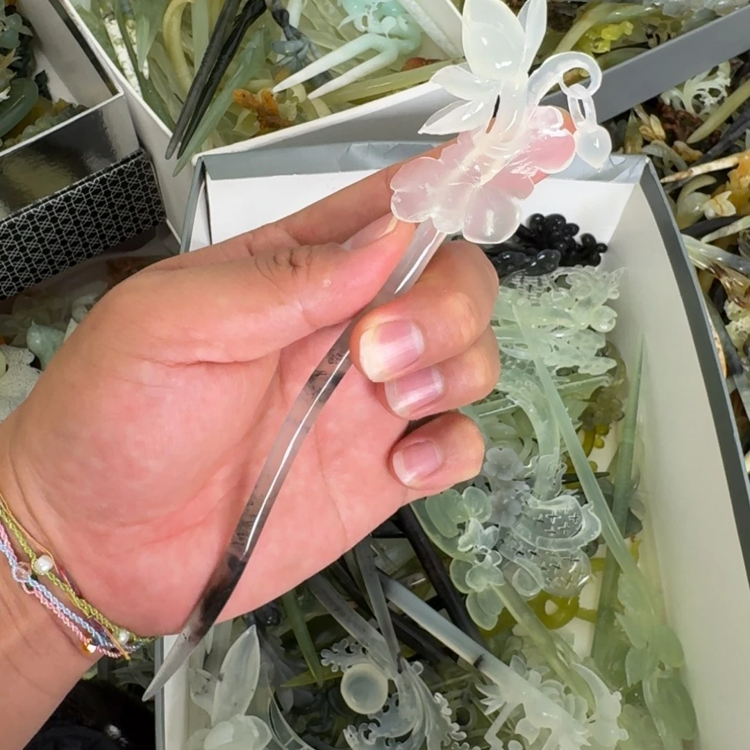 岫玉未镶嵌发饰明君玉簪就是好看