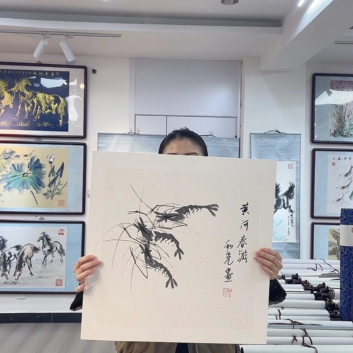 国画黄河春游手绘作品