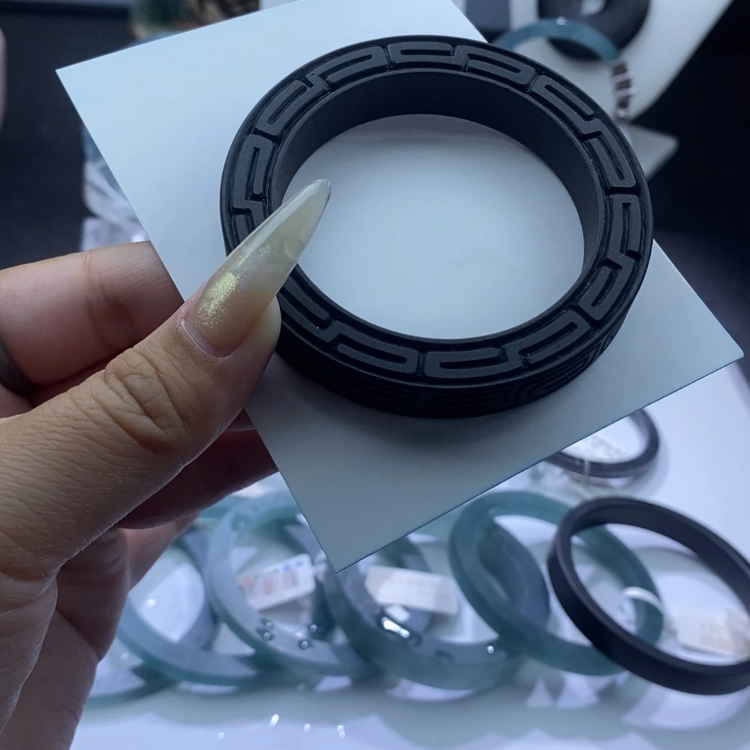 定制翡翠未镶嵌定制钢琴黑磨砂回纹