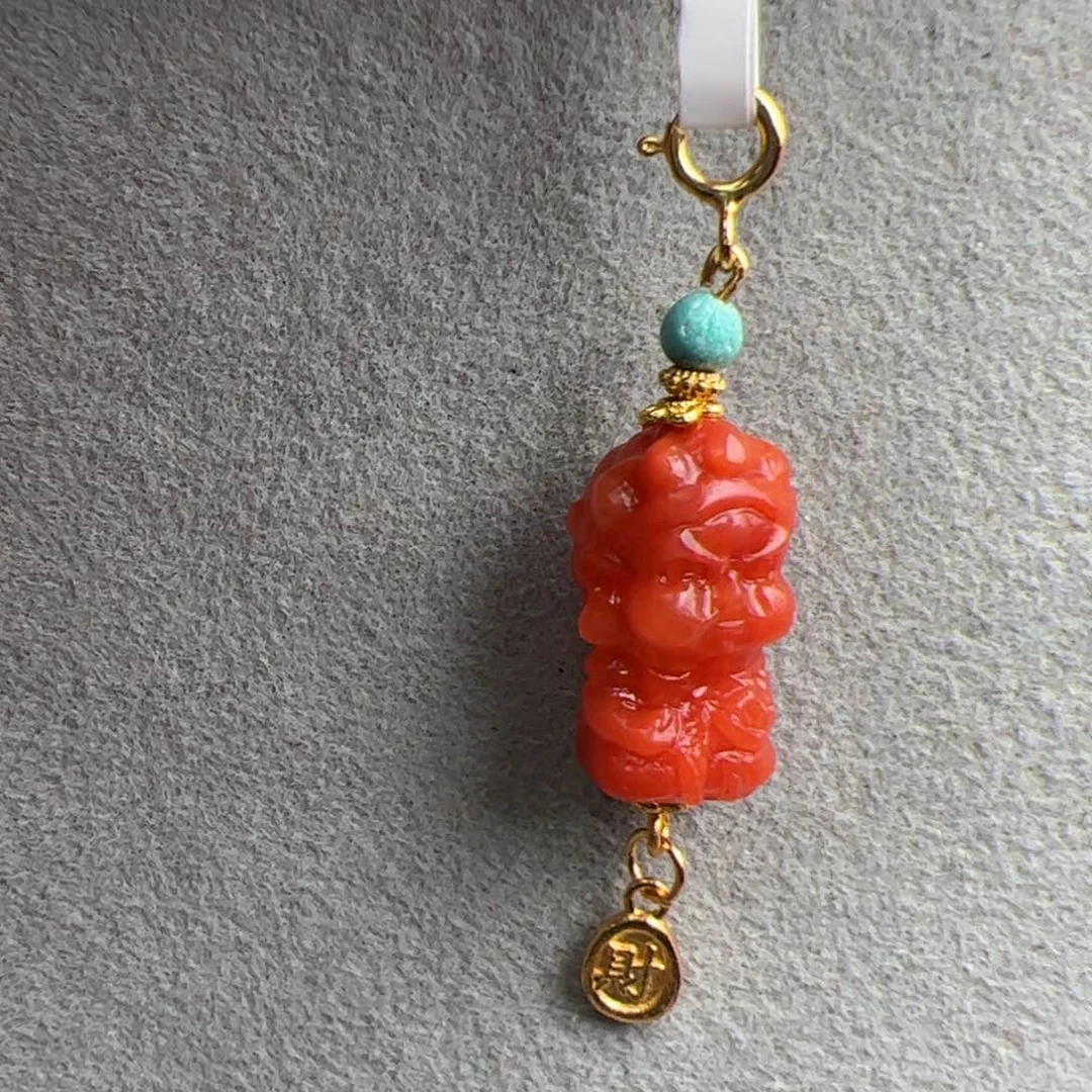 南红玛瑙（黄财神滴流17*10）银S925镶嵌