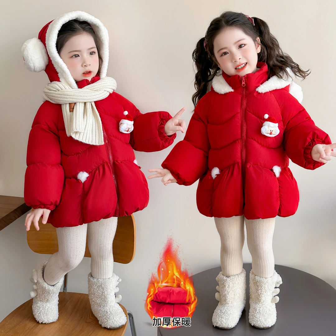 女童冬装兔耳朵连帽棉服女宝宝2025冬季新款保暖棉袄儿童冬款外套