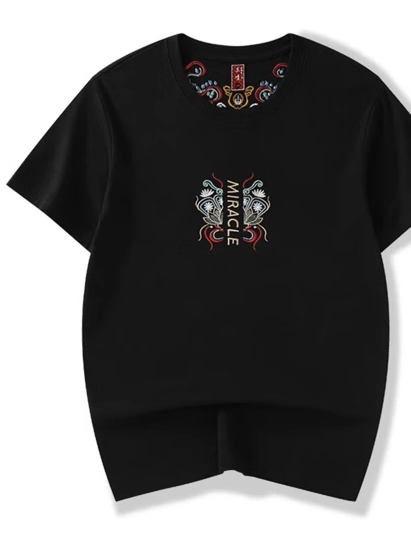 印花t恤圆领情侣男士潮流短袖纯棉印花休闲T恤百搭