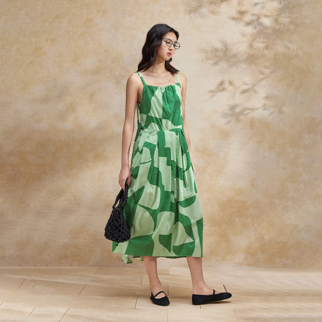 【女装优选WH】播碎花吊带波嘻连衣裙女夏季沙滩度假长裙BDR2LD1315