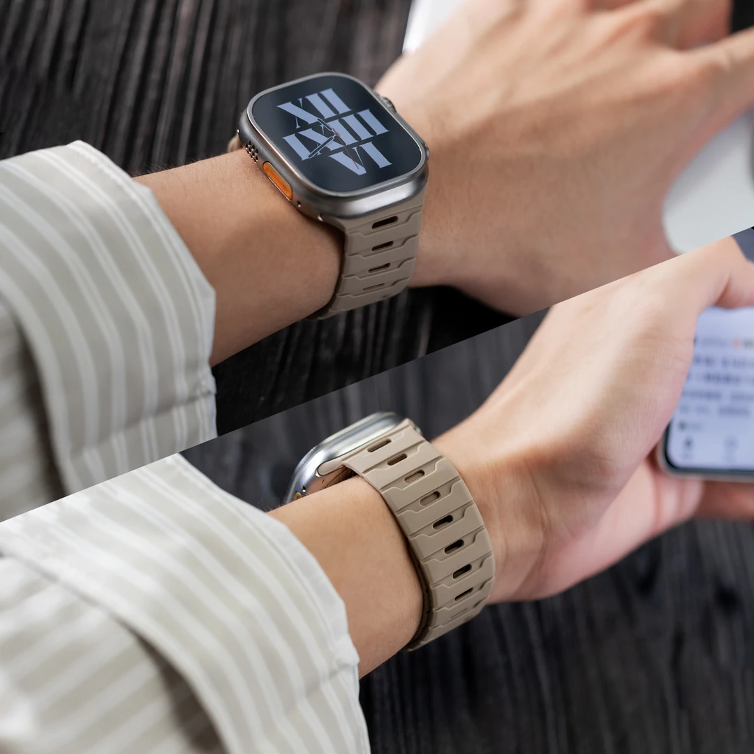超薄加宽透气AppleWatch龙鳞磁吸表带硅胶运动适用苹果手表iwatch