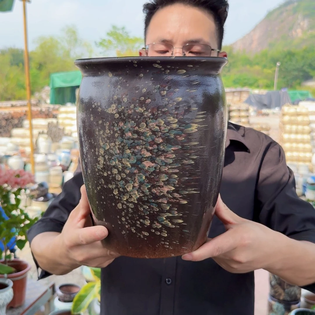 紫砂花盆口20高25（一个七彩祥云老庄武