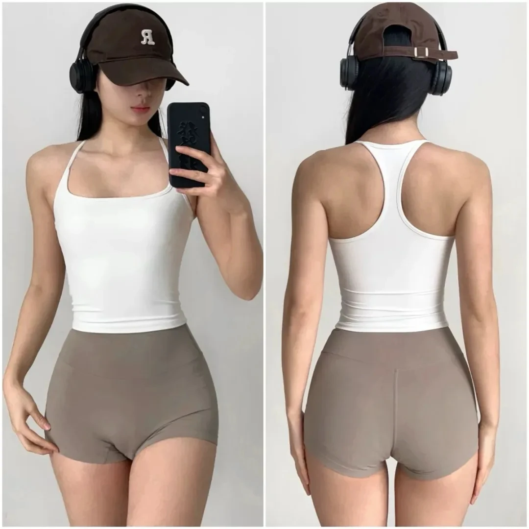 中强度一体式固定胸垫工吊带运动普拉提内衣瑜伽健身背心文胸