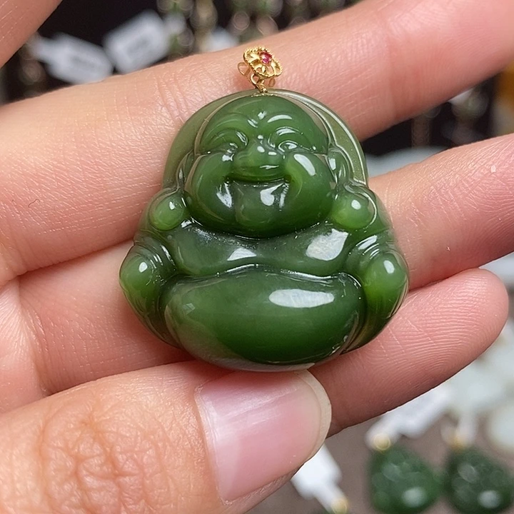 真***情颈饰18K金镶嵌和田玉