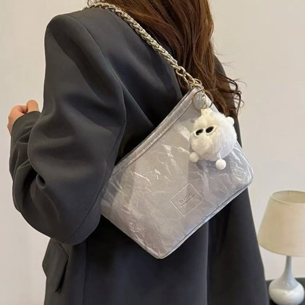 夏季时尚感单肩流行韩版温柔纯色小包包女2025新款质感斜挎包休闲