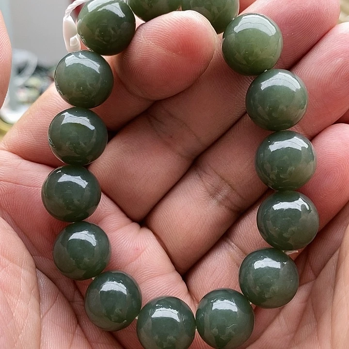 【闪购商品】未镶嵌手链和田玉一**安14且末蓝圆
