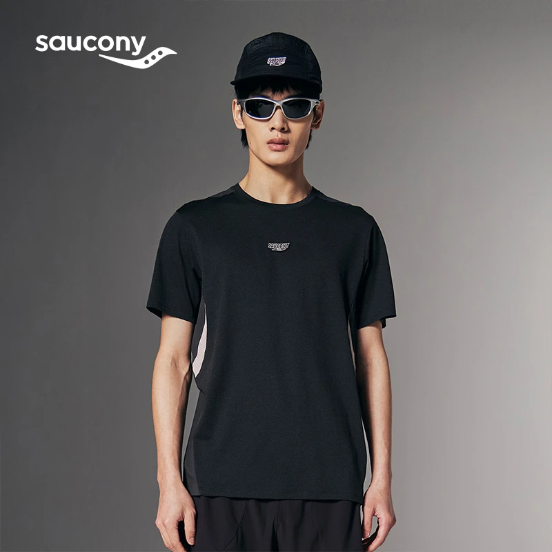 Saucony索康尼NATHAN BELL系列美利奴羊毛男子短袖T恤运动针织衫