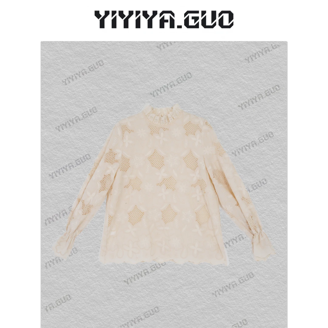 yiyiya.Guo艺艺吖【漫花】新中式中国风镂空刺绣长袖上衣25SS0263