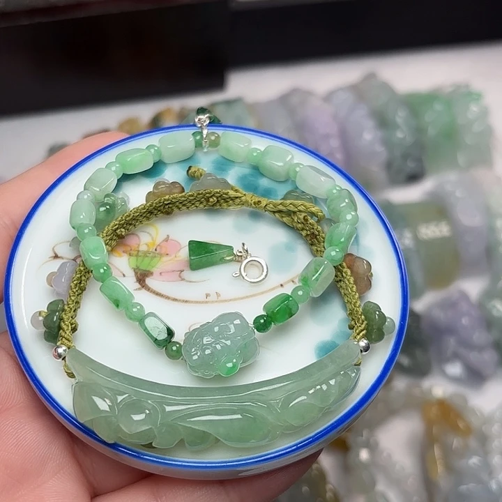 翡翠未镶嵌手链翡翠手串DIY设计款