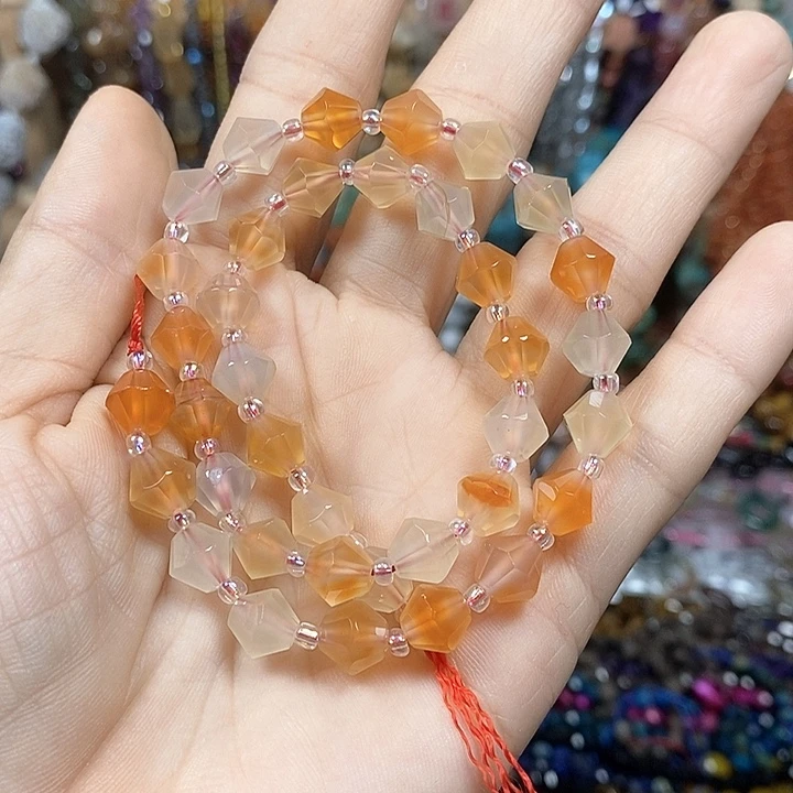 玛瑙/玉髓未镶嵌珠宝半成品天然玛瑙卡8mm
