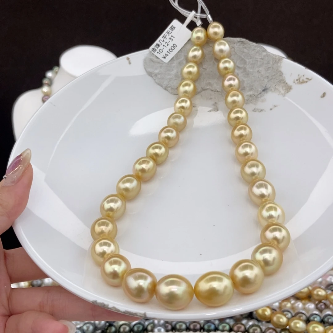 海水珍珠项链银S925镶嵌10-12/31颗